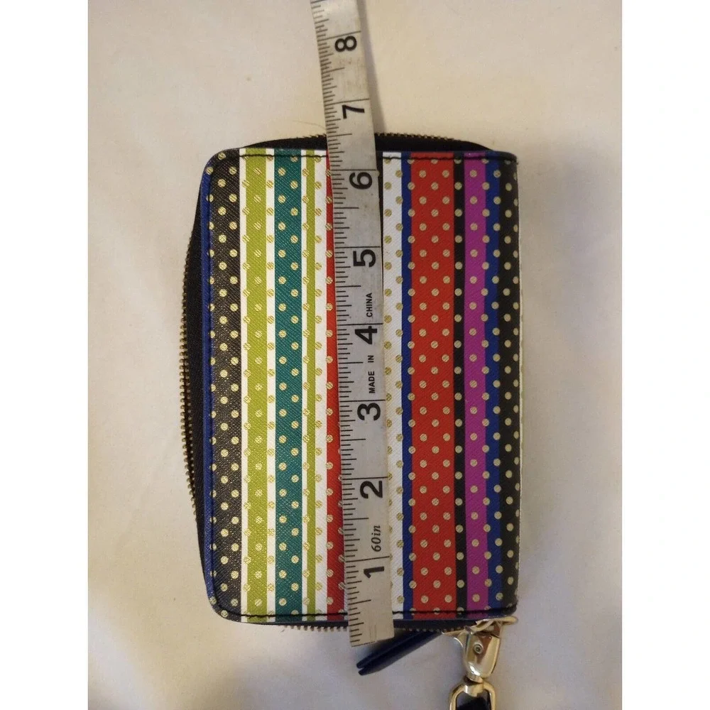 Stella And Dot Polka Dots Stripped Multi‎ Color Zipper Wallet For Purse